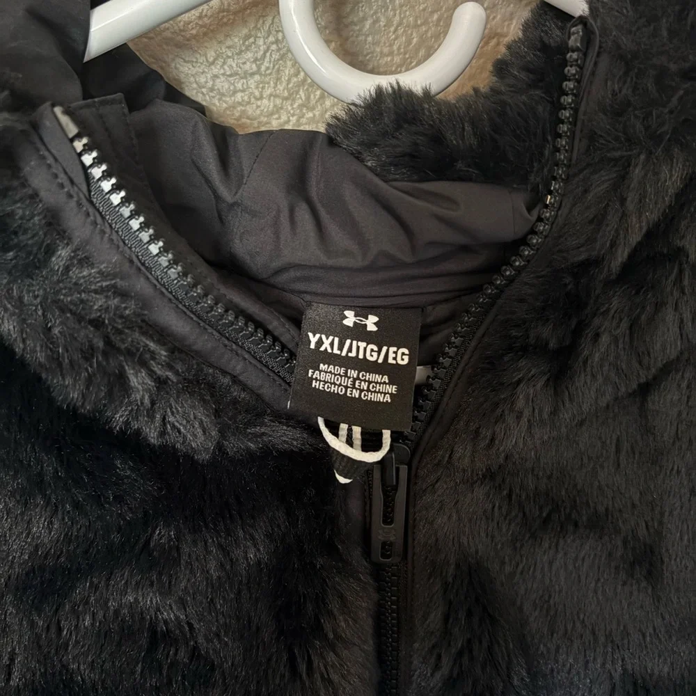 Kids Black Faux Fur Jacket - Picture 3 of 4